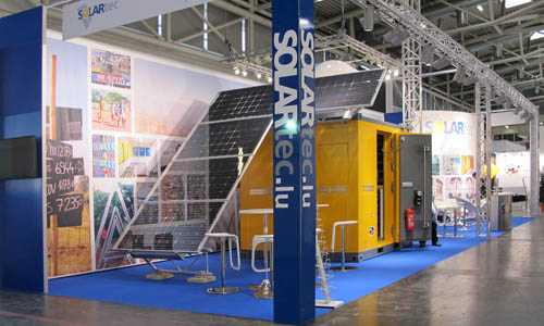 Messstand solartec Messebau auf der Intersolar 2014